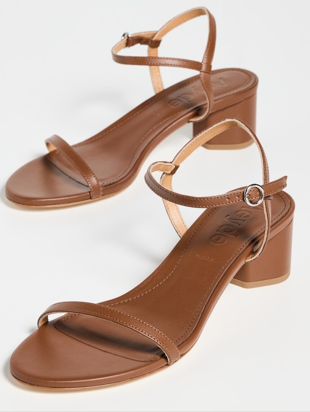 AEYDE Immi Nappa Leather Brown Block Heel Sandals EU 38.5 US 8.5 Org $375